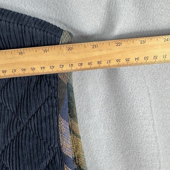 Protest Clothing Corduroy Quilted Vest Blue Plaid Flannel Lined 100% Cotton XL - Picture 7 of 14
